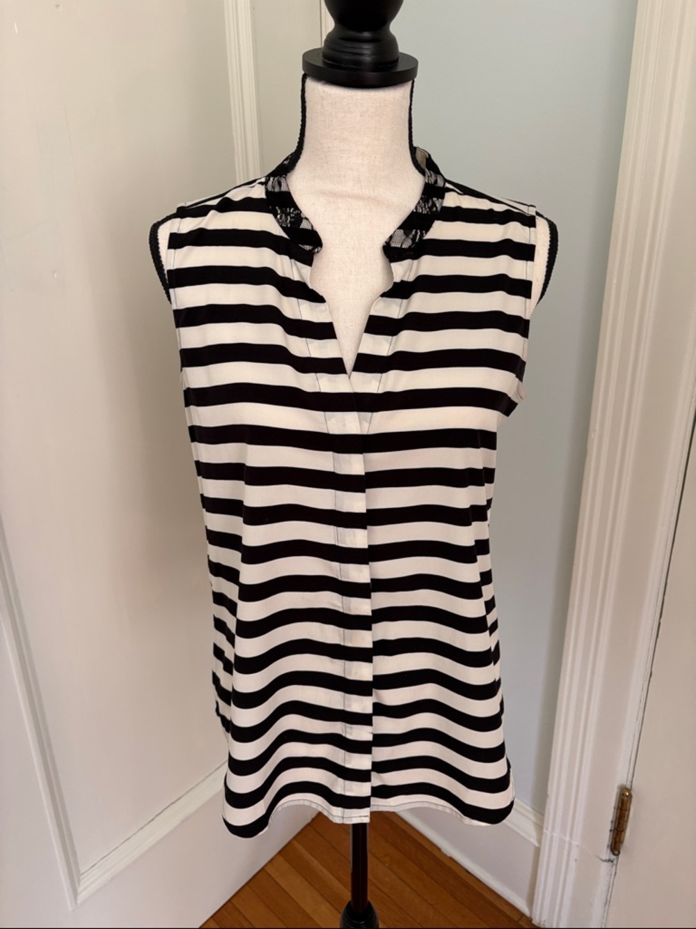 Black & White Ann Taylor Striped Sleeveless Top